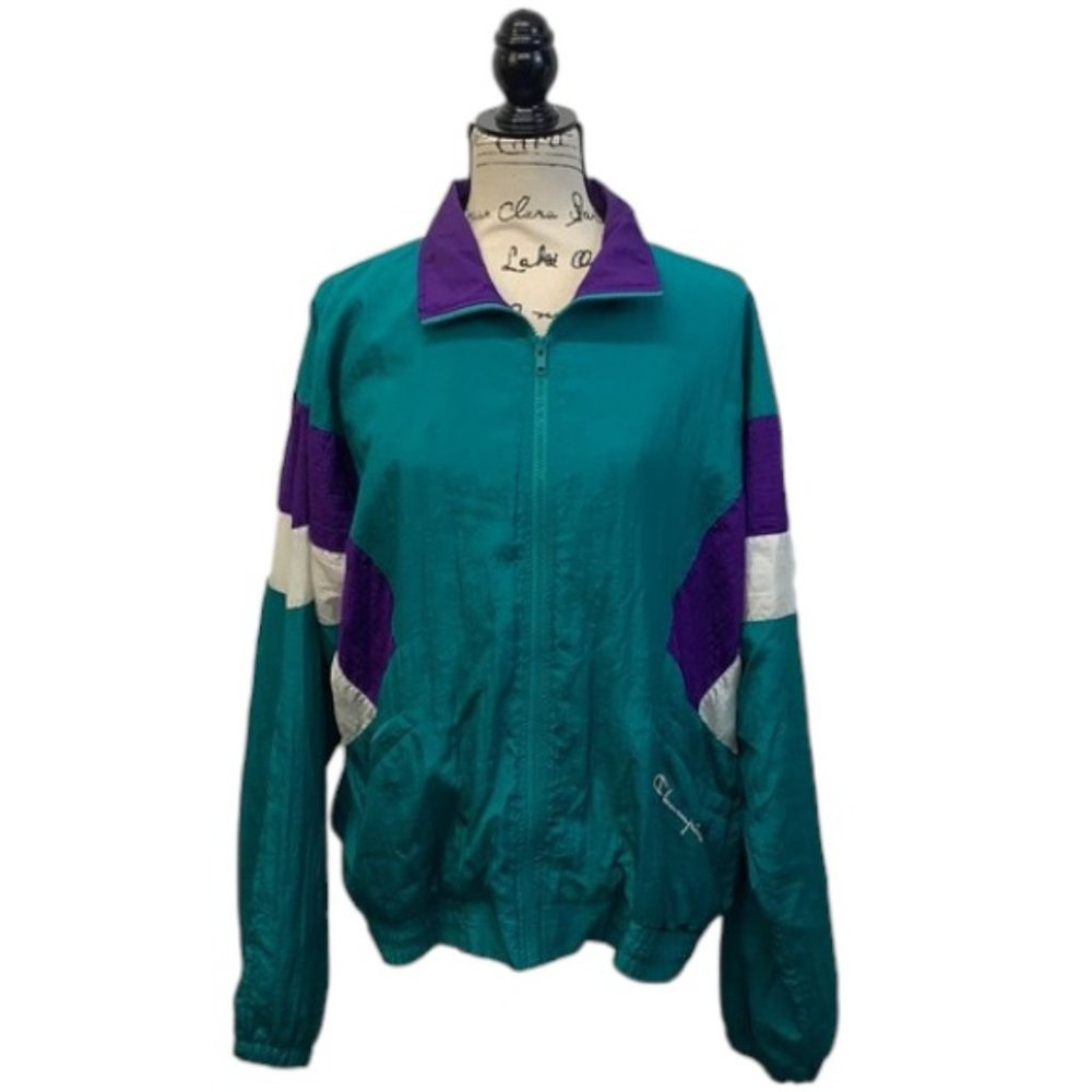 Vintage Champion 80-90s Green Track Windbreaker L